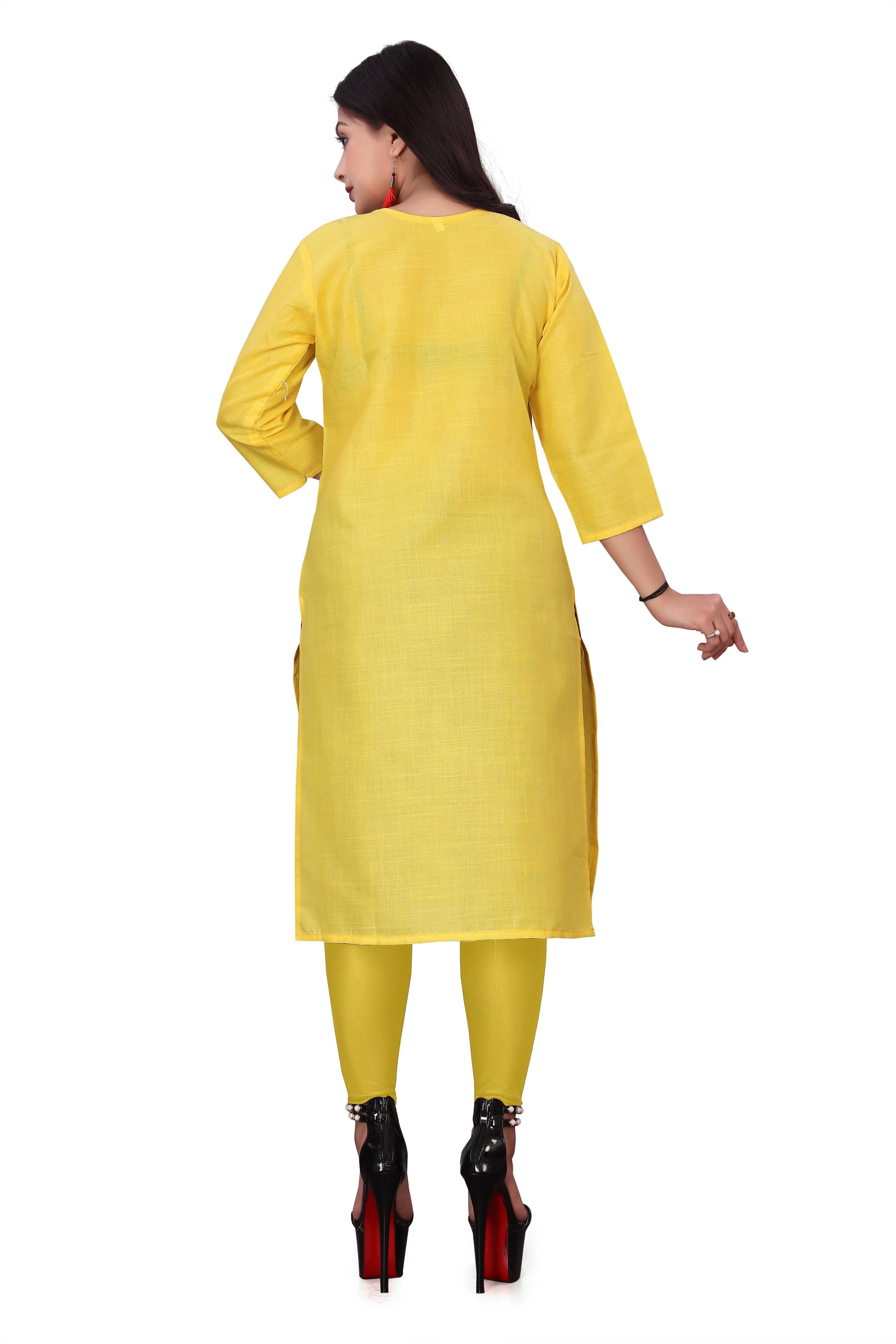 Women's Embroidery Cotton Slub Kurti