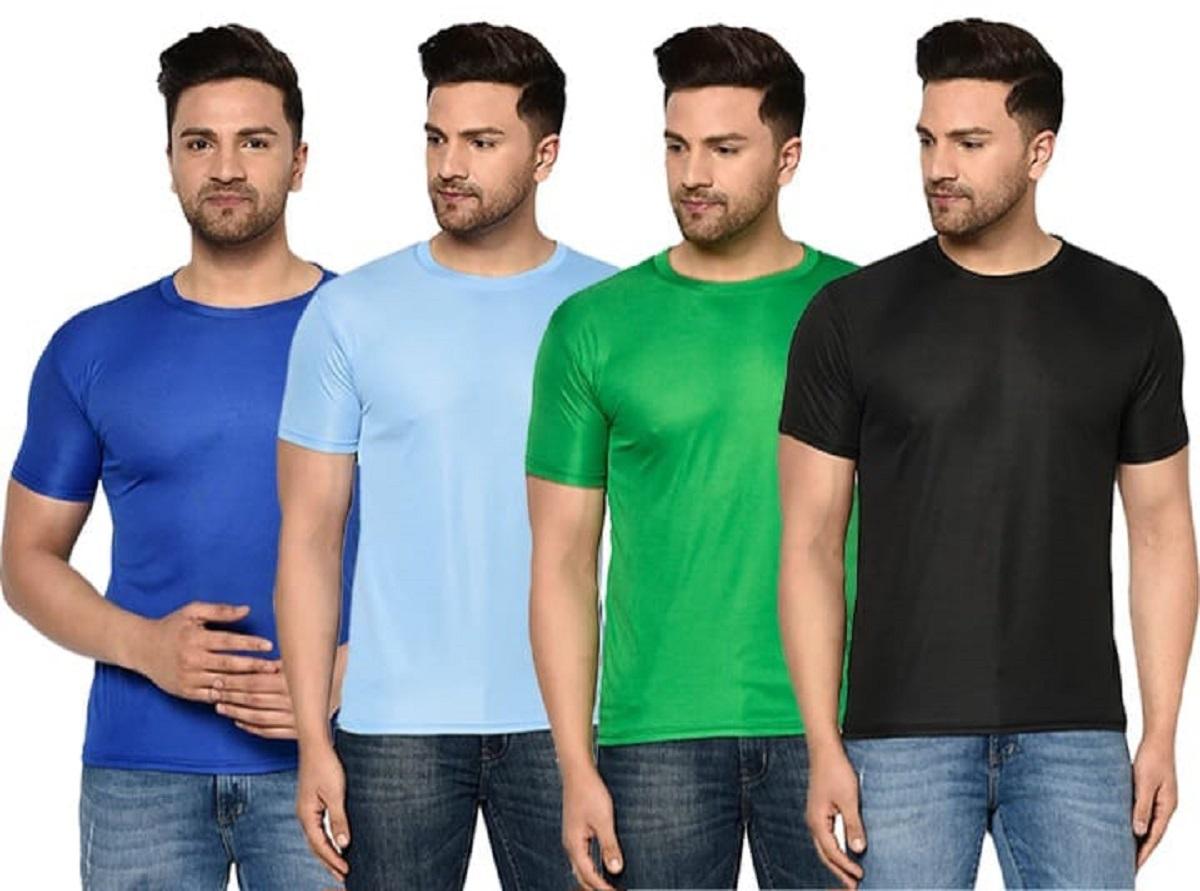 Men's Pack Of-4 Half Sleeves Round Neck T-shirt With Men's Magnetic Oval Watch Combo