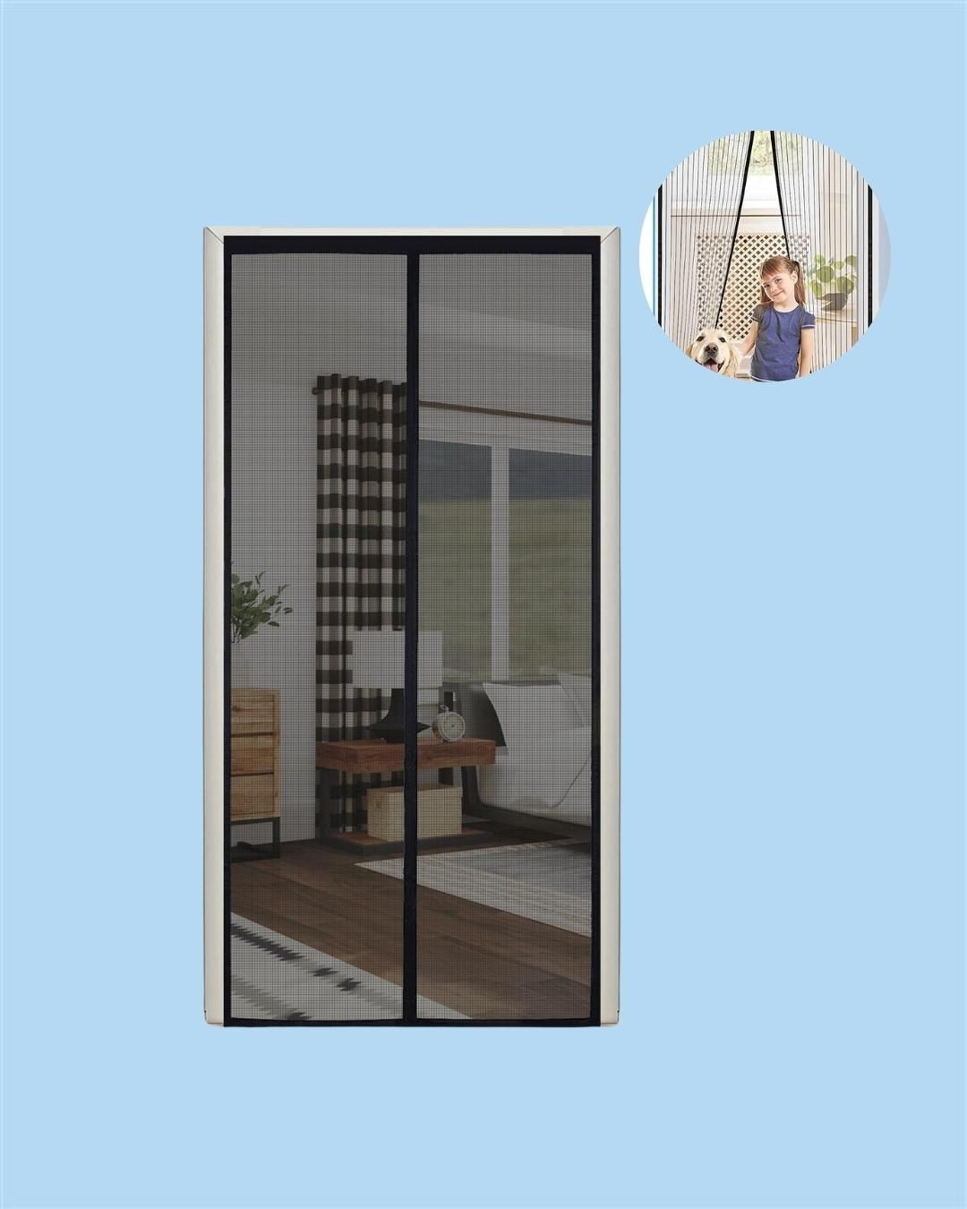 Door Curtain-Mesh Screen Net Home Magnetic Foldable Anti Mosquito Door Curtain